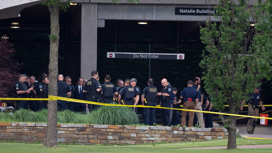 Police respond to the scene of a mass shooting