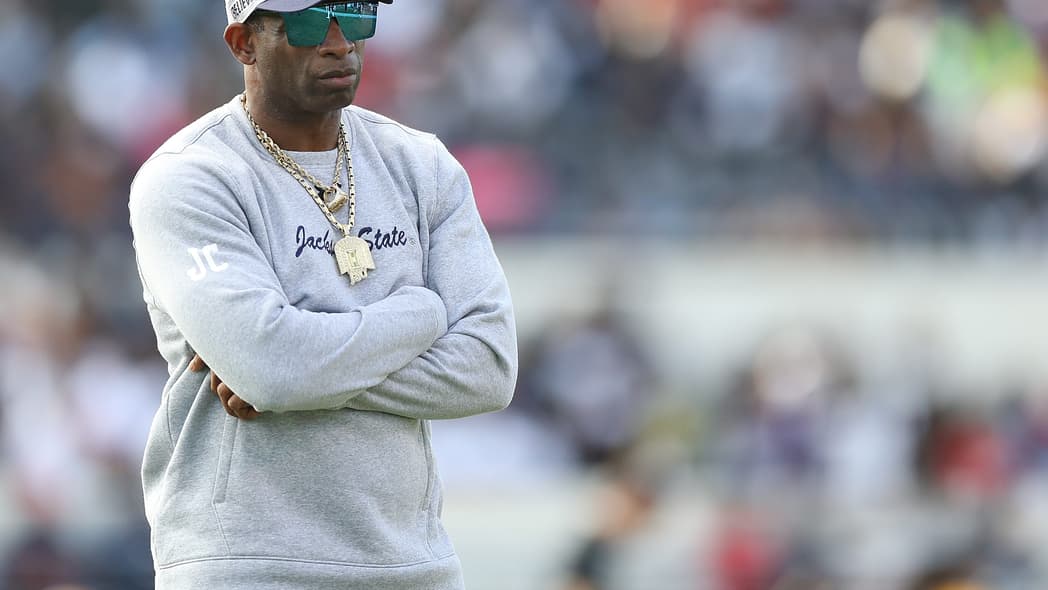 Head coach Deion Sanders of the Jackson State Tigers
