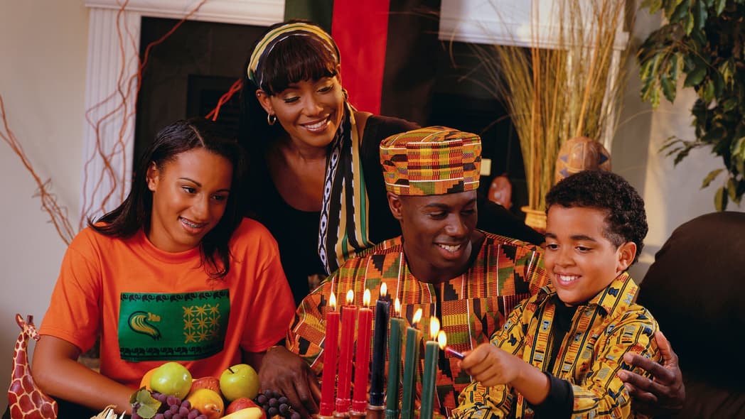 A family celebrates Kwanzaa