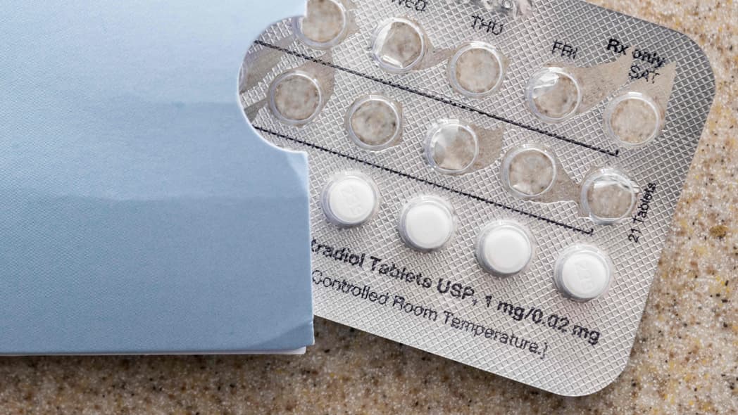 Birth control pills on a counter