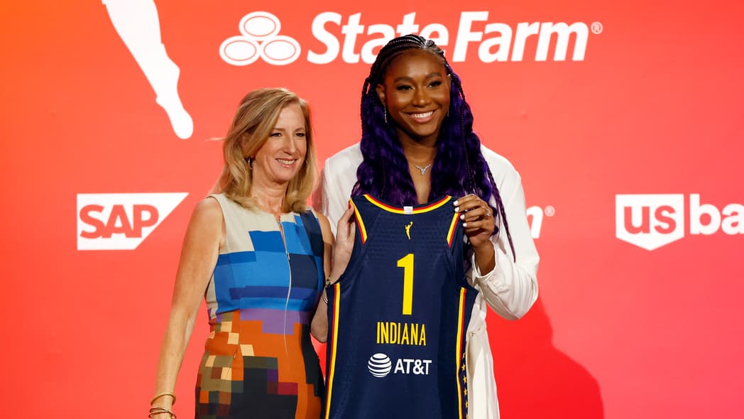 WNBA Commissioner Cathy Engelbert and Aliyah Boston