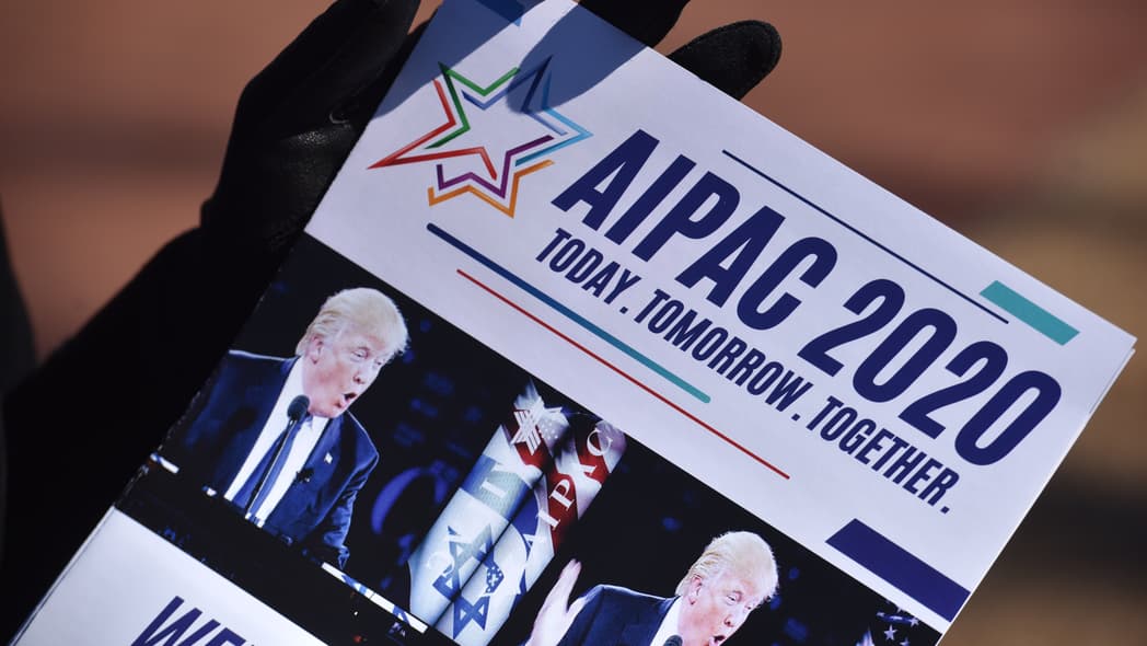 Members of IfNotNow hand out information at the American Israel Public Affairs Committee annual conference