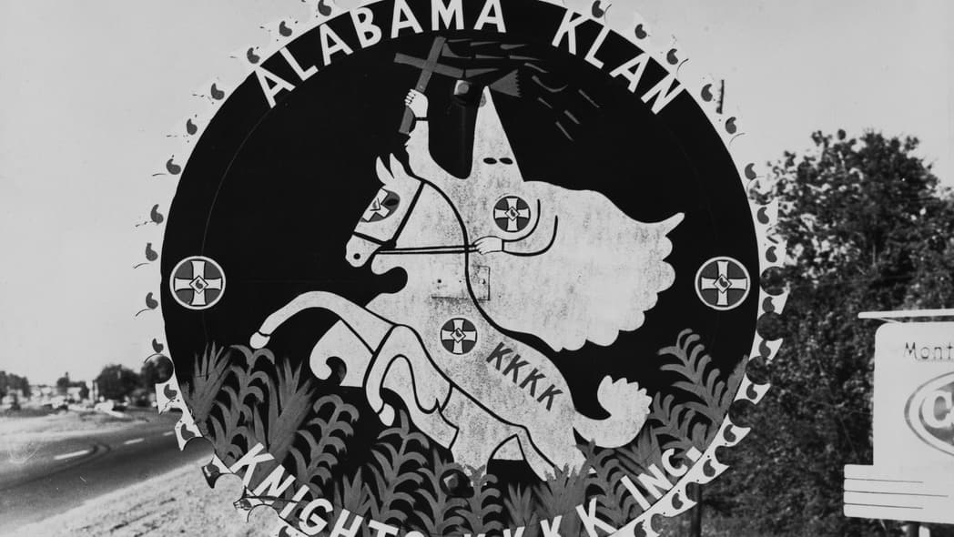 A Ku Klux Klan sign on Highway 31 south of Montgomery, Alabama, in 1961