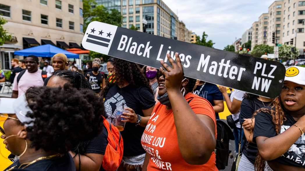 Black Lives Matter Plaza, Is the Black Lives Matter mural still in DC, Black Lives Matter mural DC, Black Lives Matter street DC, Rep. Andrew Clyde Black Lives Matter Plaza, Rep. Andrew Clyde Black Lives Matter theGrio.com