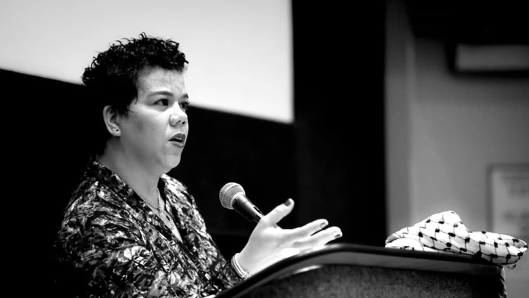 Dr. Rosa Clemente speaking.