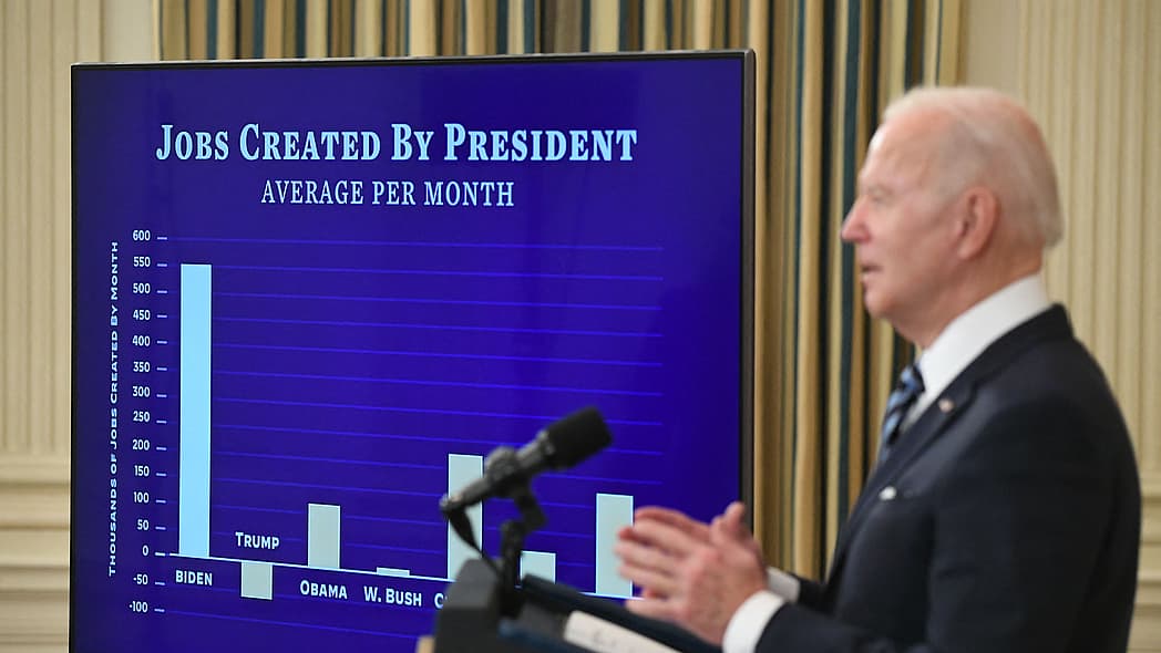 President Joe Biden speaks about the January jobs report