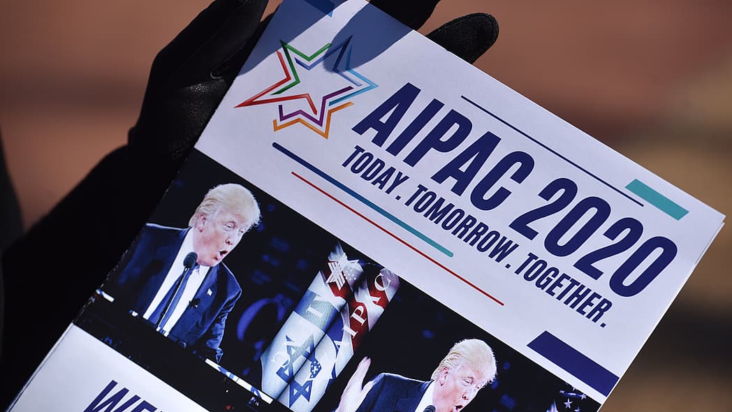 Members of IfNotNow hand out information at the American Israel Public Affairs Committee annual conference