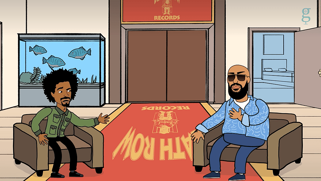 Cartoon of two men at Death Row Records