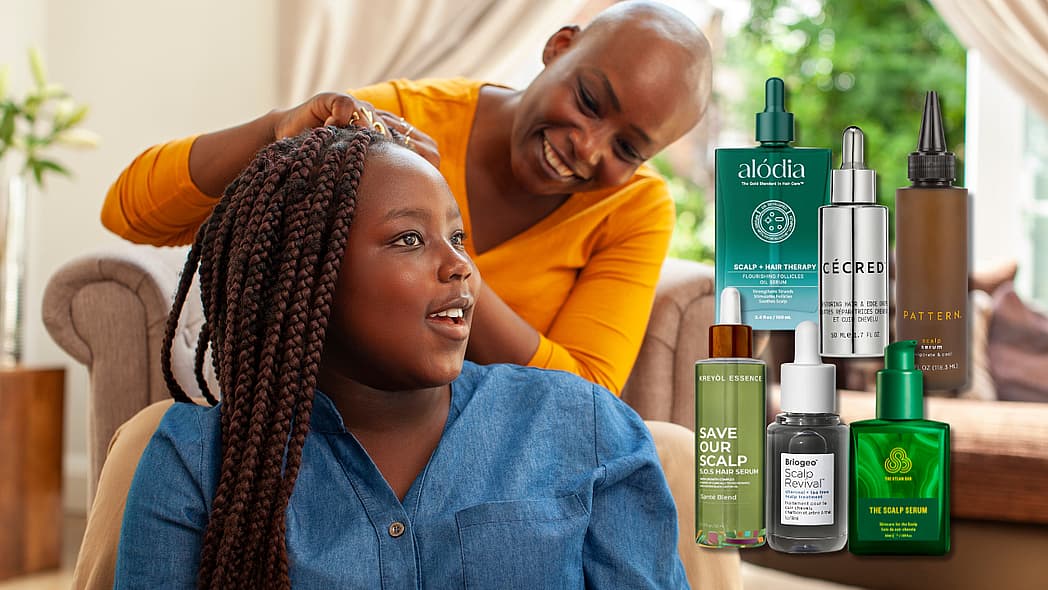 Scalp serums Black hair, Scalp serums, scalp serums protective styles, scalp care Black hair, Scalp care Black women, scalp serum for hair growth, scalp serum for dry scalp, scalp serum for protective styles, protective style scalp care, scalp serum for itchy scalp theGrio.com