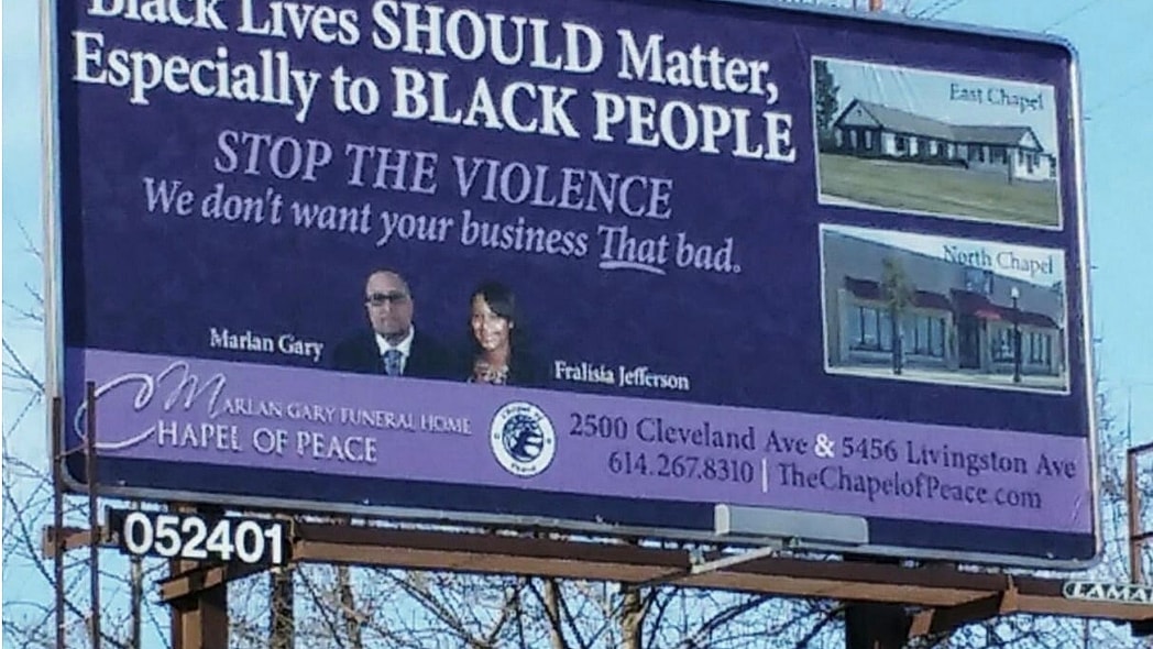 funeral home billboard Columbus, Ohio thegrio.com