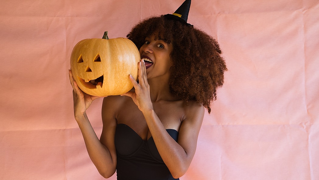 Black woman in Halloween in costume