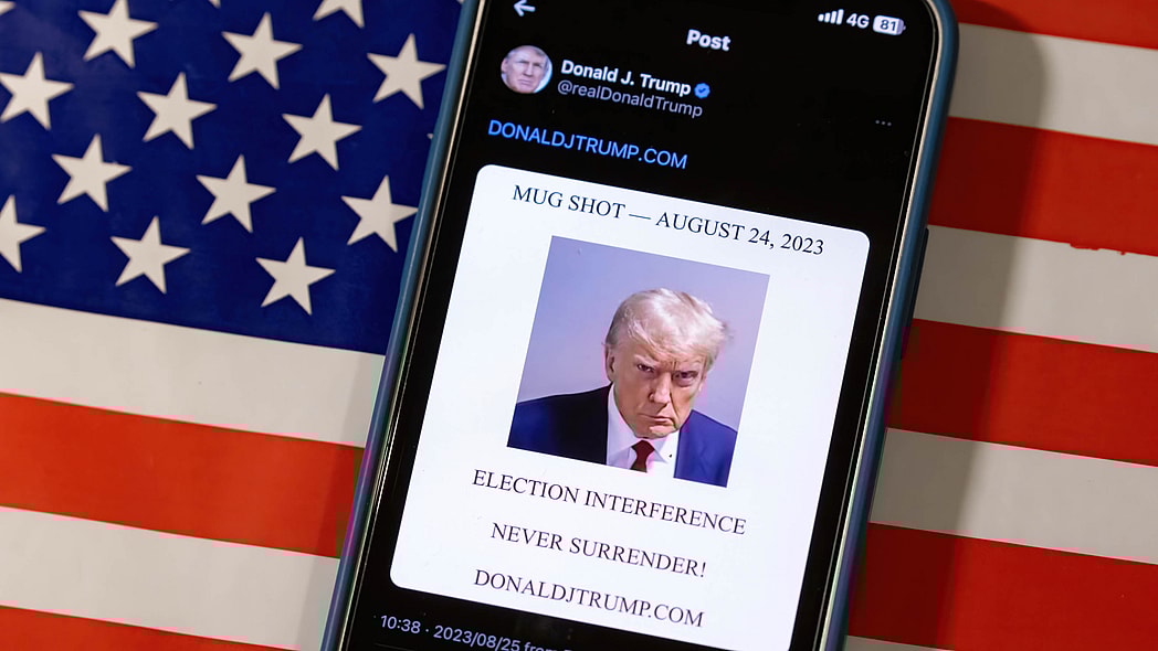 Former President Donald Trump's mugshot on X