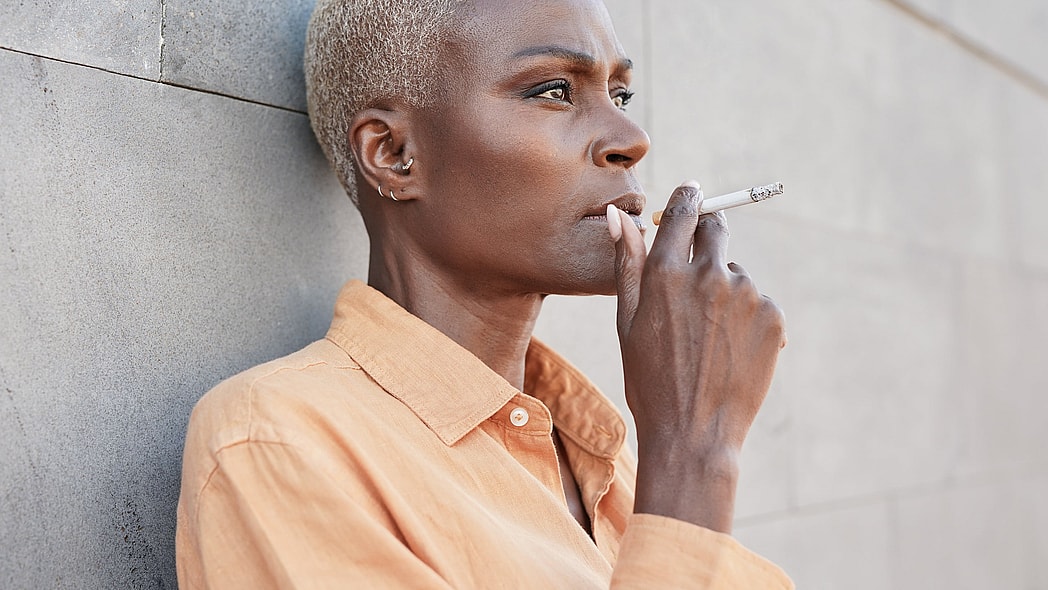 A woman smoking a cigarette