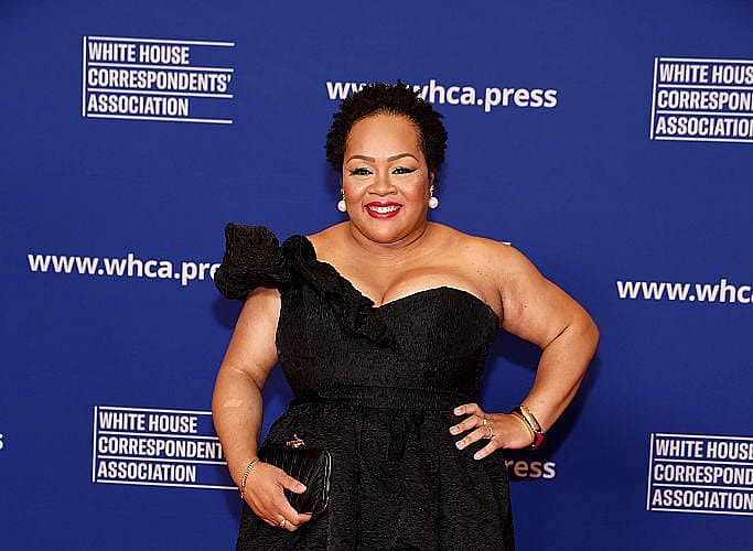 Yamiche Alcindor attends the 2025 White House Correspondents' Association Dinner at Washington Hilton on April 26, 2025
