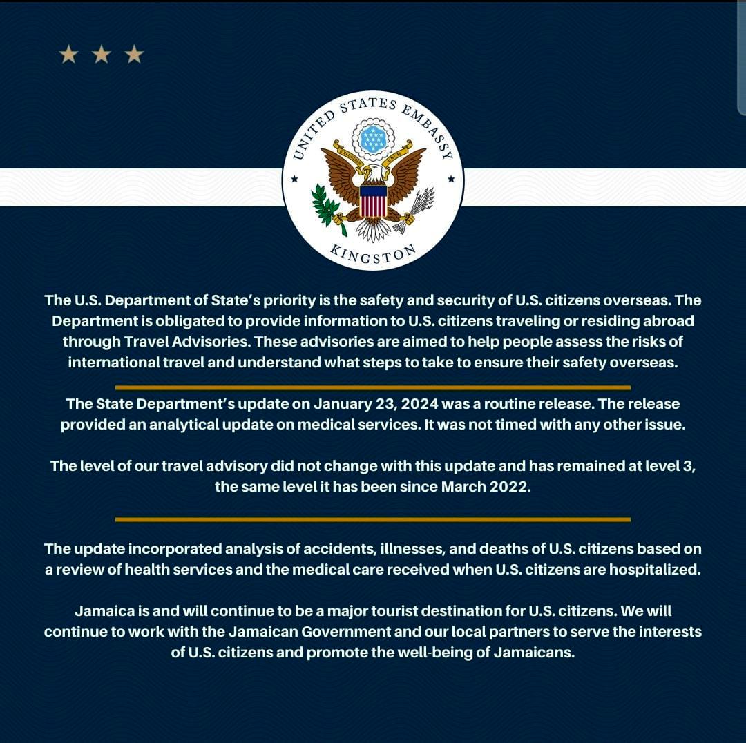A U.S. Embassy travel advisory
