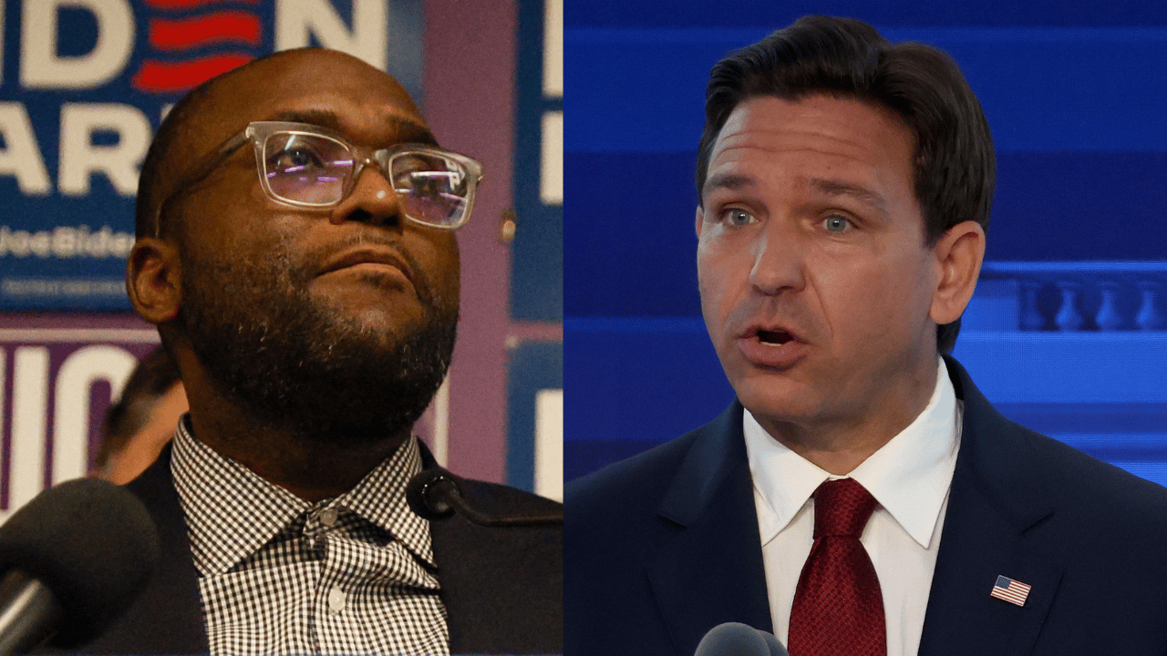 Florida State Senator Shevrin Jones and Florida Governor Ron DeSantis