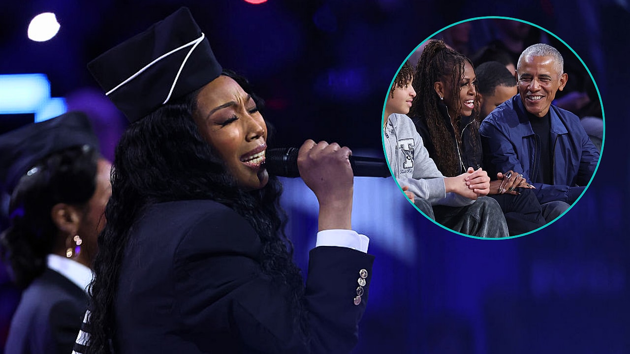 obamas stand for Brandy national anthem NBA All-Star Game 2026 Los Angeles, thegrio.com