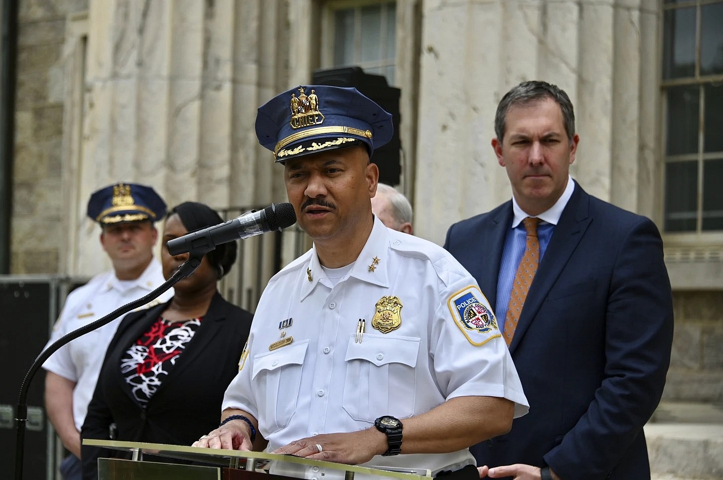 Baltimore County Police Chief Robert McCullough and other local officials