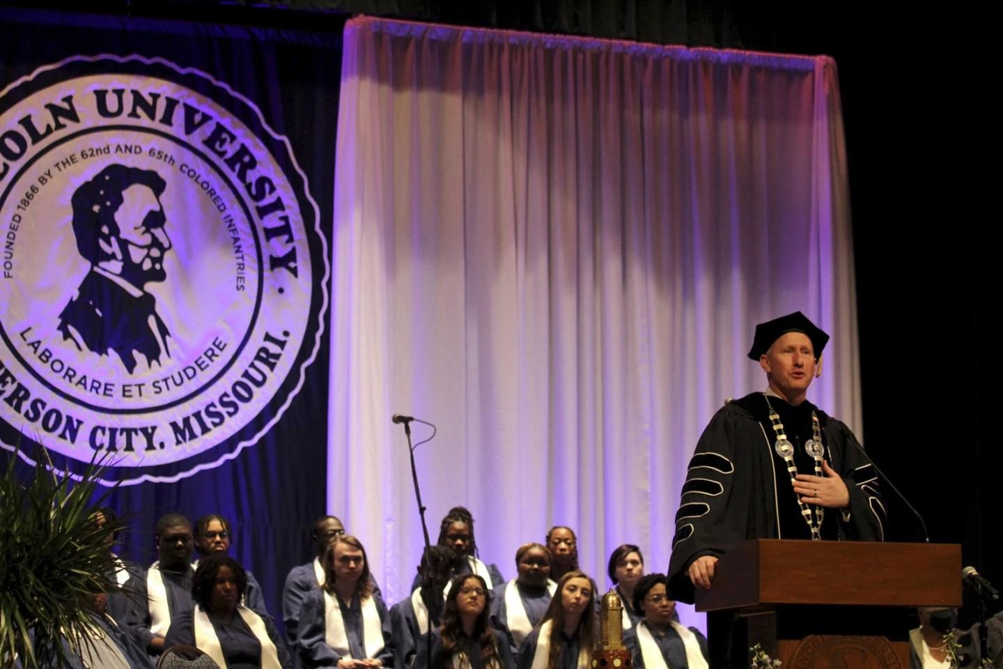 Lincoln University President John Moseley attends an annual ceremony