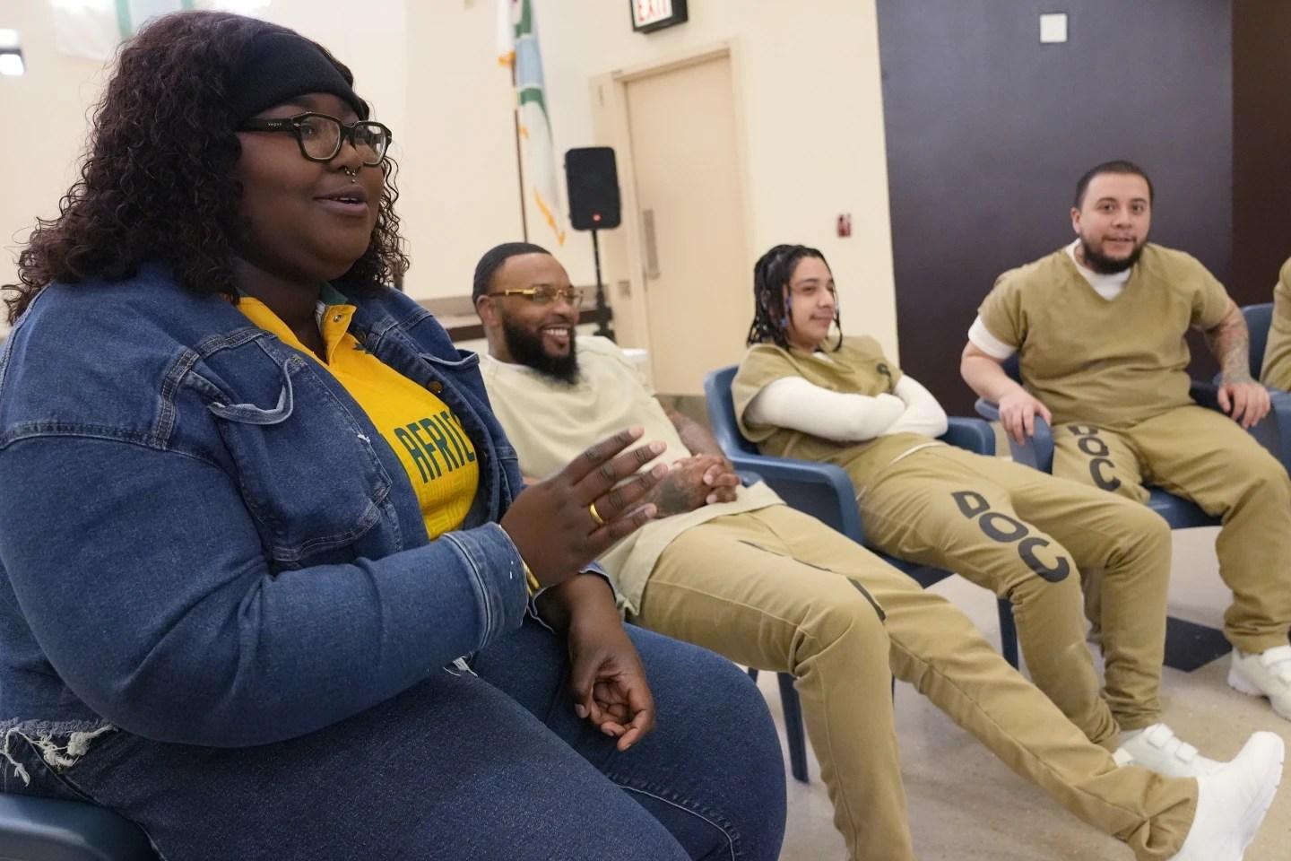 DePaul student Nana Ampoto talks during a book club
