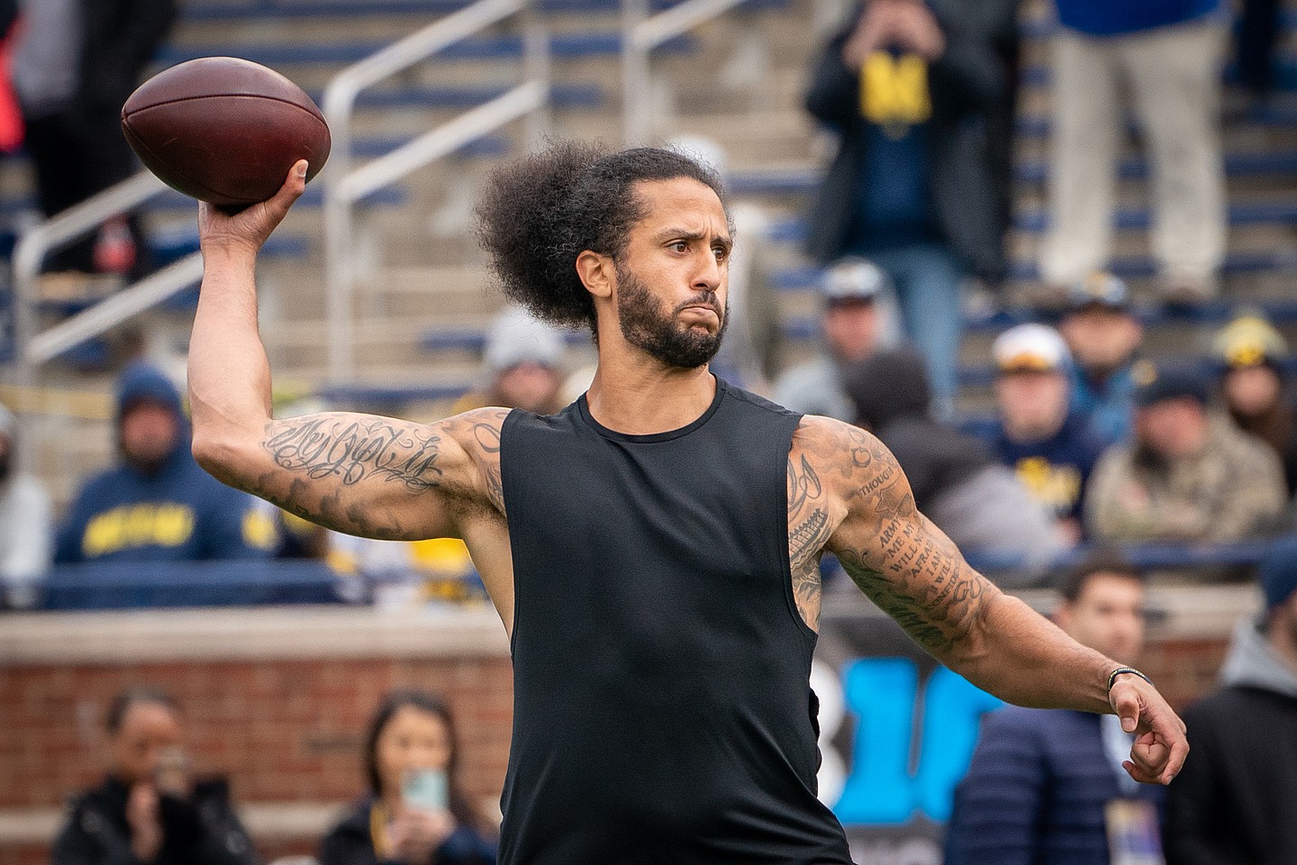 Colin Kaepernick participates in a throwing exhibition