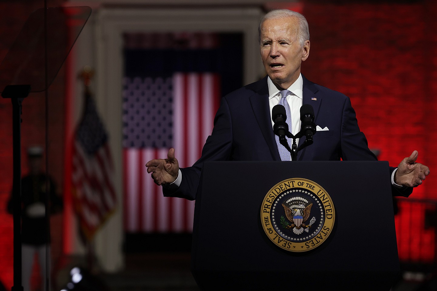 President Biden During Primetime Speech Outside Philadelphia's Independence National Historical Park