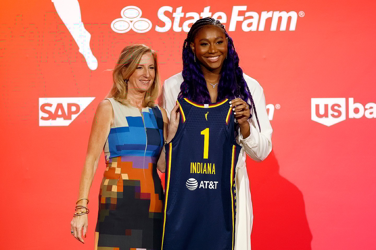 WNBA Commissioner Cathy Engelbert and Aliyah Boston