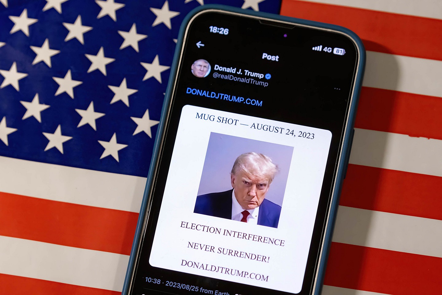 Former President Donald Trump's mugshot on X