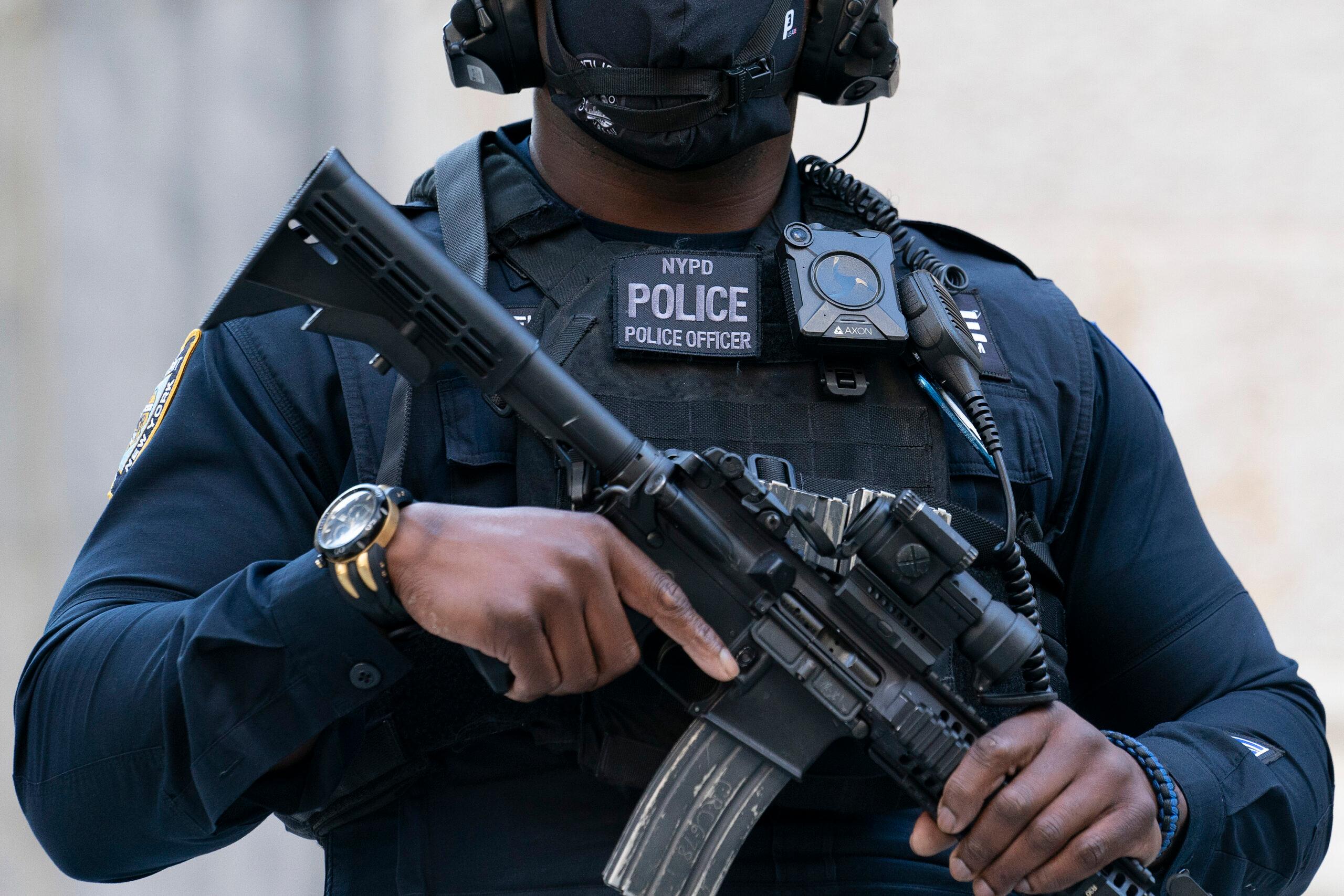 A police officer wearing a body camera