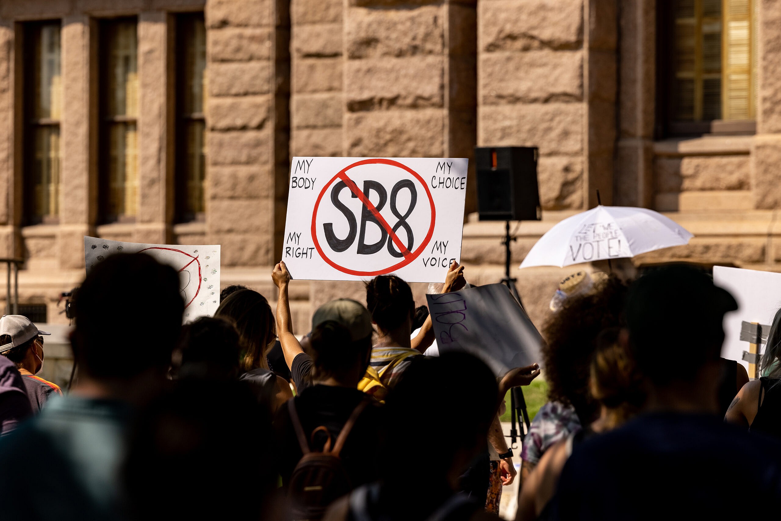Abortion rights activists rally at the Texas State Capitol