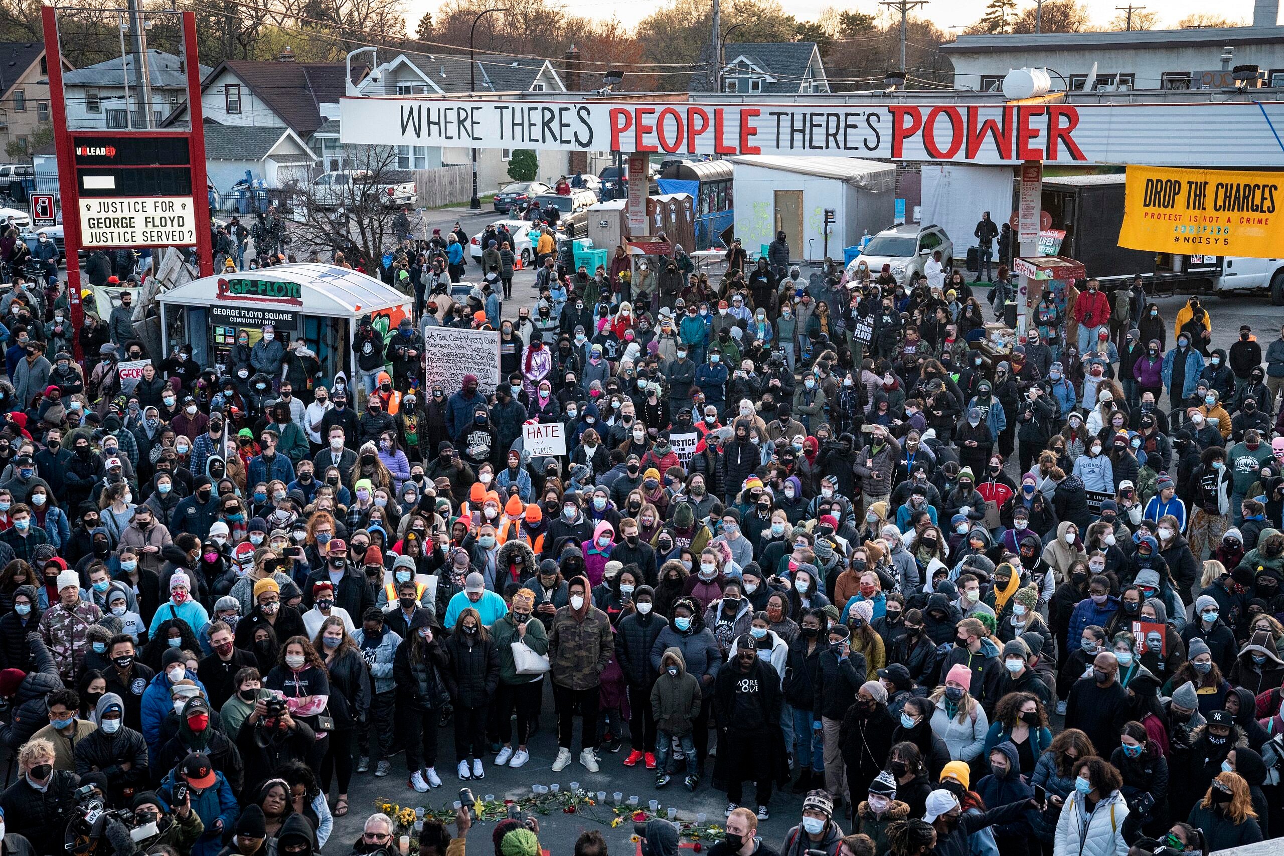 Demonstrators gather to celebrate the murder conviction of police officer Derek Chauvin in the killing of George Floyd