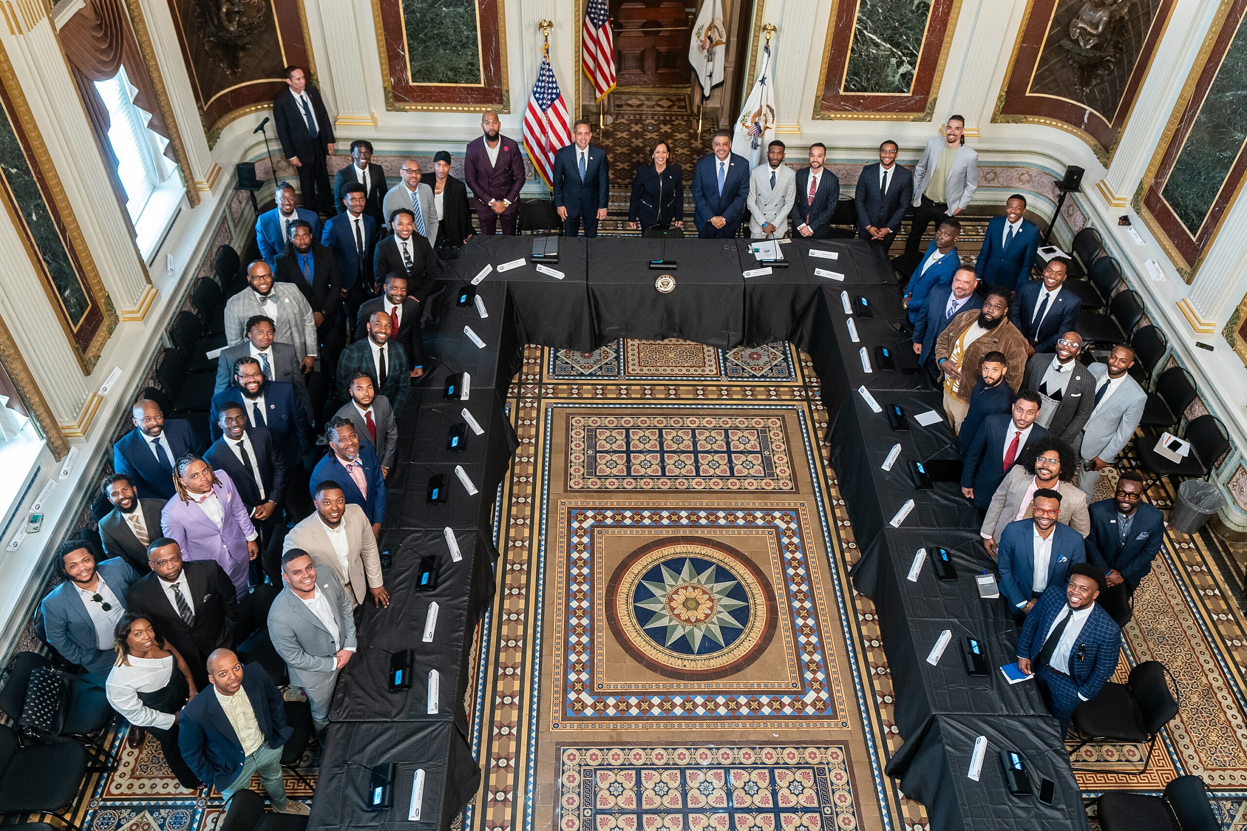 Vice President Kamala Harris participates in a “Young Men of Color Small Business Roundtable”