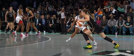 Women's basketball game between the Las Vegas Aces and the New York Liberty