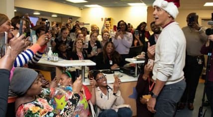Barack Obama plays santa at DC children's hospital thegrio.com