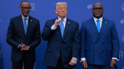 Donald Trump, Rwandan President Paul Kagame, Democratic Republic of Congo President Felix Tshisekedi, theGrio.com