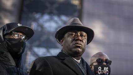 In this Monday, March 29, 2021 file photo, from left, Terrence Floyd, brother of George Floyd; attorney Ben Crump and Philonise Floyd, brother of George Floyd, hold a news conference at the Hennepin County Government Center in Minneapolis, Minn., on the first day of the Derek Chauvin murder trial. (Jerry Holt/Star Tribune via AP) theGrio.com
