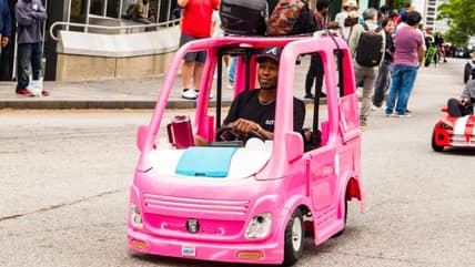 Mali Hightower Barbie car, Georgia man Barbie camper, gas prices, creative ways to save gas, Barbie Dream Camper, thegrio
