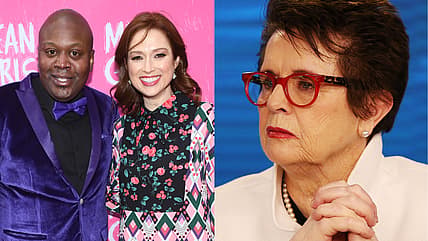 Titus Burgess with actress Ellie Kemper (Left); Billie Jean King (right) theGrio.com