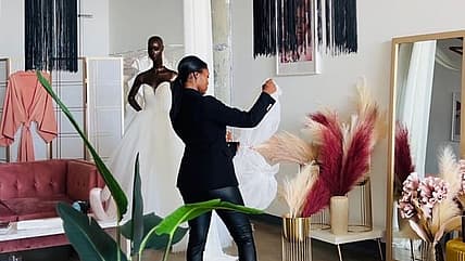 Laurie Underwood, Laury Bridal, Project Runway, Black bridal designer, Black wedding dress designer, Black bride, Black bridal style, Black bridal fashion, Black-owned business, Black-owned wedding vendor, Black fashion, Black style, theGrio.com