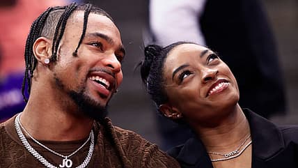 Jonathan Owens, Simone Biles, Simone Biles Jonathan Owens, Simone Biles husband, Simone Biles Paris Olympics, Simone Biles 2024 Olympics, Paris Olympics, 2024 Olympics, 2024 Olympic women's gymnastics, Black female gymnasts, Dominque Dawes, Black celebrity couples, athlete couples, theGrio.com