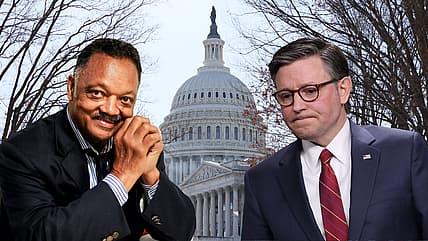 Jesse Jackson, Jesse Jackson Capitol, Rev Jesse Jackson Capitol, Jesse Jackson lie in state, Jesse Jackson in state capitol, Jesse Jackson Mike Johnson thegrio.com