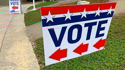 Signs indicating where to vote