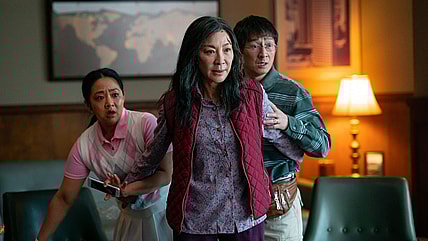 Actors Stephanie Hsu, Michelle Yeoh and Ke Huy Quan in "Everything Everywhere All at Once"