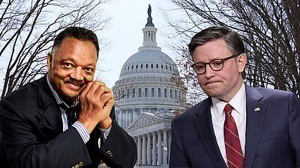 Jesse Jackson, Jesse Jackson Capitol, Rev Jesse Jackson Capitol, Jesse Jackson lie in state, Jesse Jackson in state capitol, Jesse Jackson Mike Johnson thegrio.com