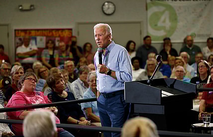 Democratic presidential candidate former Vice President Joe Biden speaks to local residents at Clinton Community College, Wednesday, June 12, 2019, in Clinton, Iowa. (AP Photo/Charlie Neibergall)