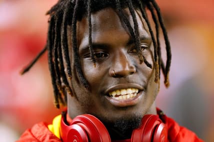 KANSAS CITY, MISSOURI - DECEMBER 13: Wide receiver Tyreek Hill #10 of the Kansas City Chiefs warms up prior to the game against the Los Angeles Chargers at Arrowhead Stadium on December 13, 2018 in Kansas City, Missouri. (Photo by David Eulitt/Getty Images) thegrio.com