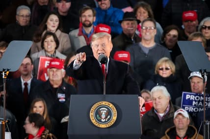 President Trump Holds Rally For Mississippi GOP Senate Candidate Cindy Hyde-Smith In Tupelo
