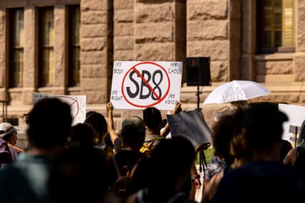 Abortion rights activists rally at the Texas State Capitol