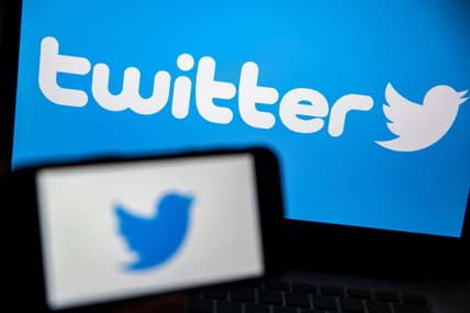 Twitter logo on a screen