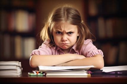 An angry kid created with generative AI technology